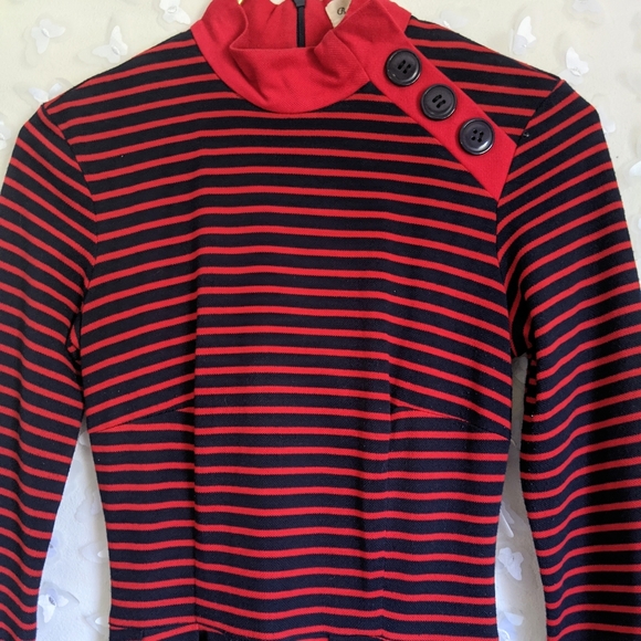 Bettie Page by Tatyana Red Blue Striped Full Dress - Picture 2 of 4